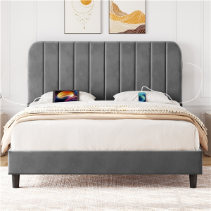 Queen Upholstered Bed Frame with Headboard