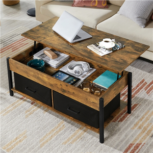 Lift Top Coffee Table with Fabric Storage Baskets