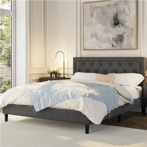 Fabric Upholstered Bed Frame Queen Size