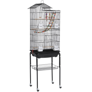 Rolling Metal Bird Cage with Detachable Stand