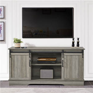 Sliding Barn Door TV Stand Grey Wash TV Cabinet