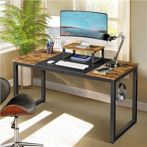 55-inch Large Computer Desk with Movable Monitor Stand